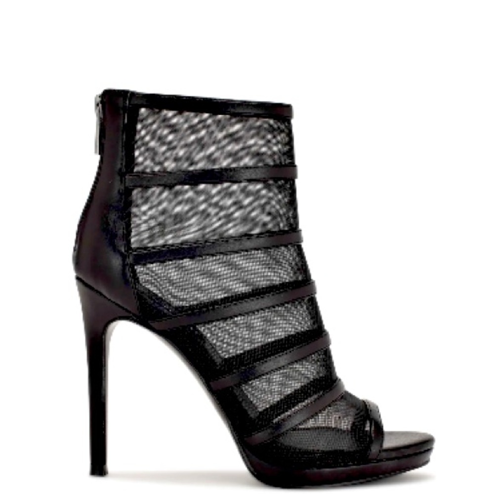 Larang Mesh Black Peep Toe Booties